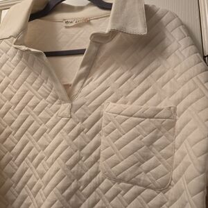 Women's Ivory Quilted Pullover